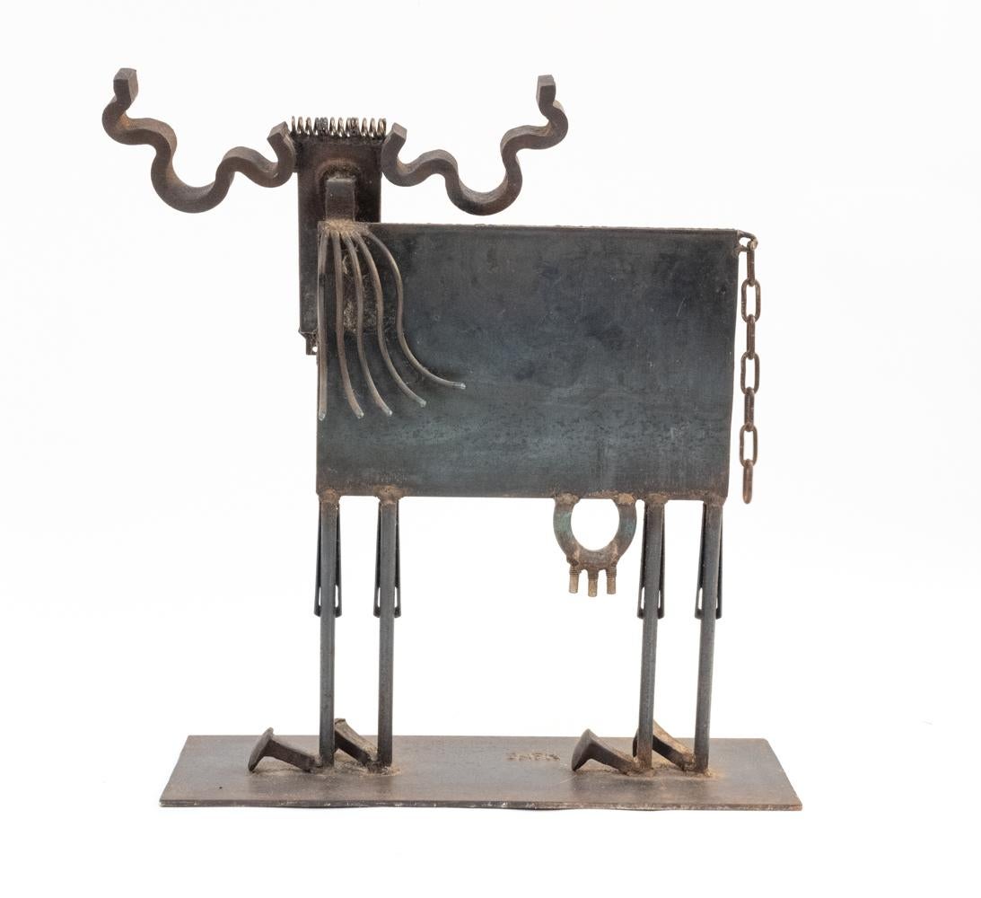 Welded Bill Heise Salvaged Metal Cow Sculpture, Late 20th Century For Sale