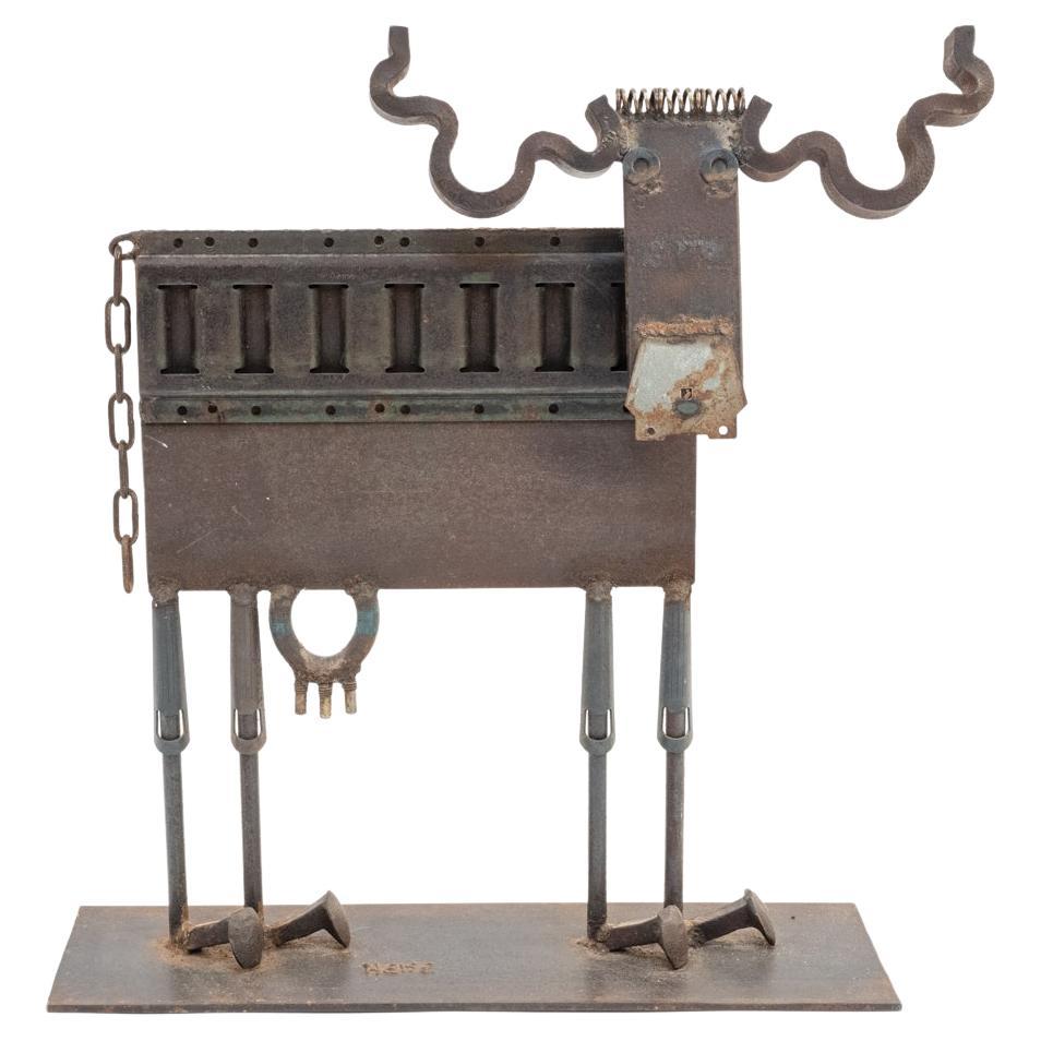 Sculpture de vache en métal récupéré de Bill Heise, fin du 20e siècle en vente