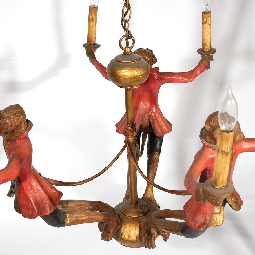 Folk Art Bill Huebbe Monkey Form Chandelier