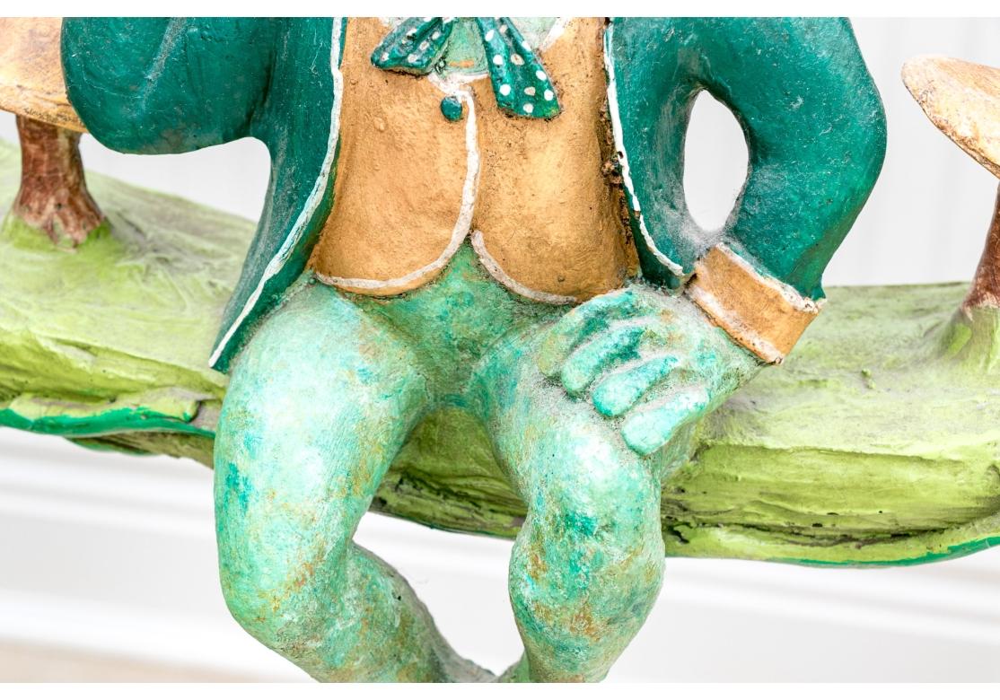 Hand-Painted Bill Huebbe (American, 1929-2013) Whimsical 10- Light Frog Chandelier