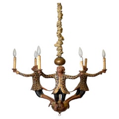 Bill Huebbe Figural Monkey Six-Light Chandelier