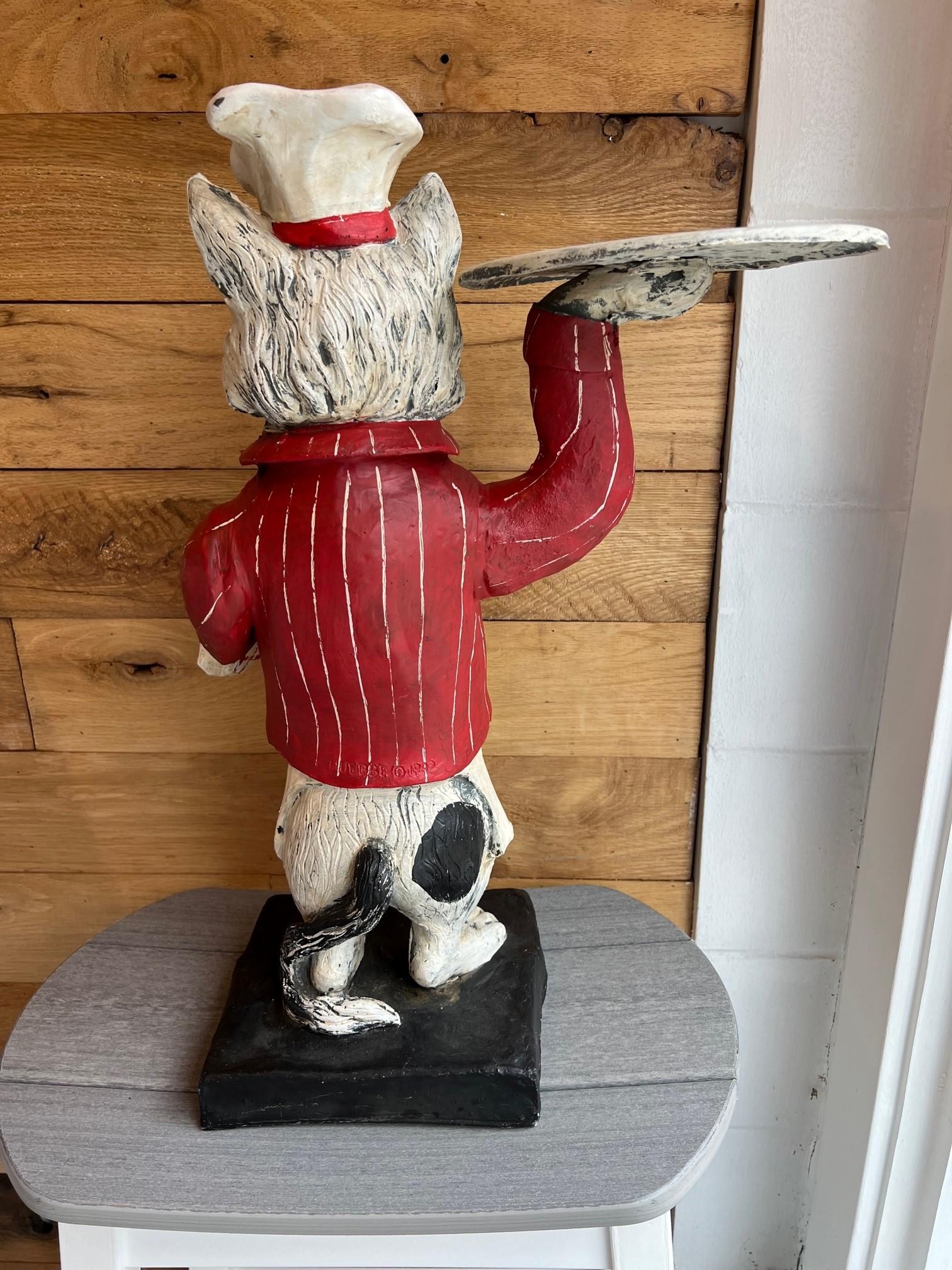 Bill Huebbe Original Fiberglas Katze Chef Kreidetafel-Menü-Board signiert im Angebot 4