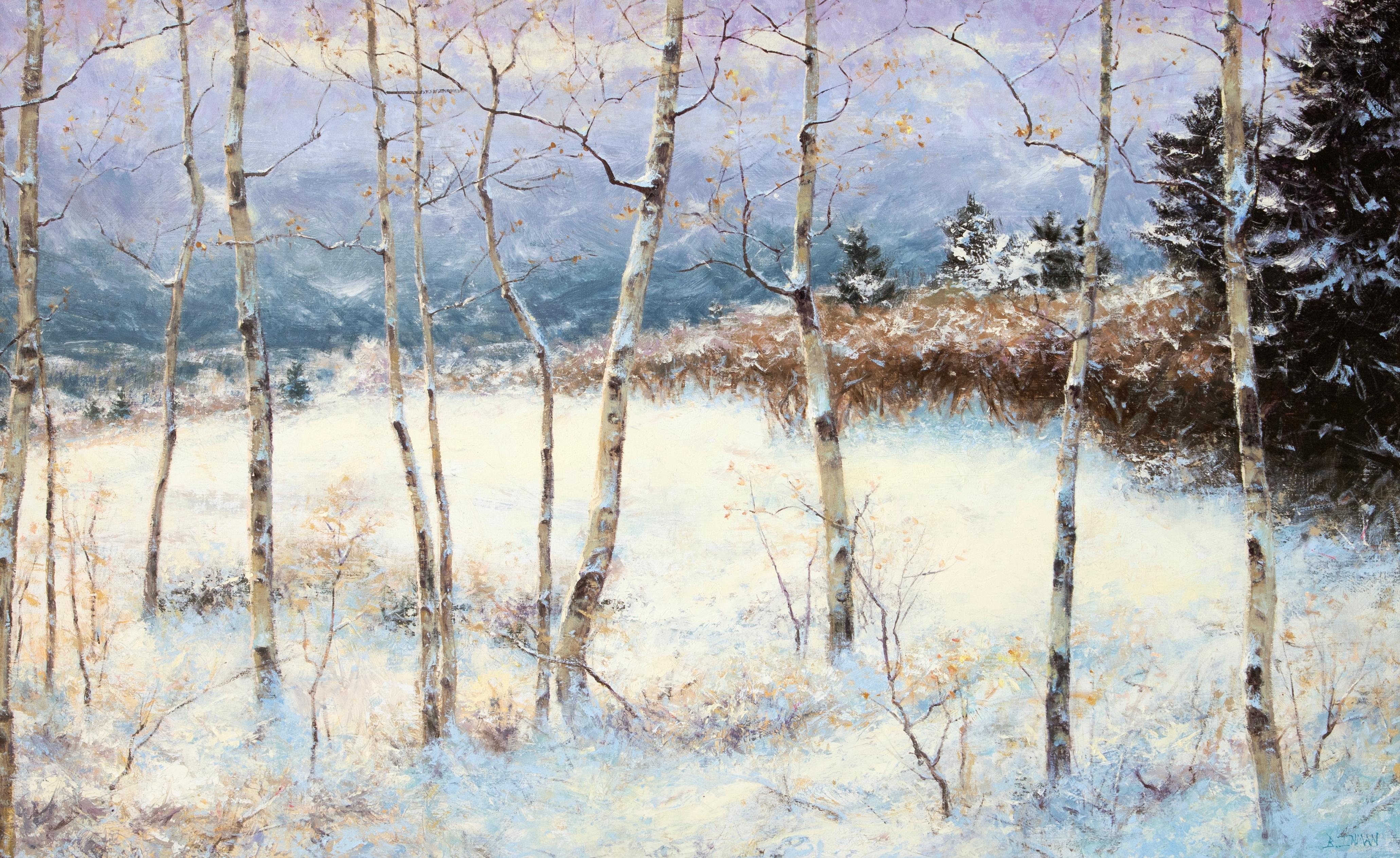 Stille unter verschneitem Himmel – Painting von Bill Inman