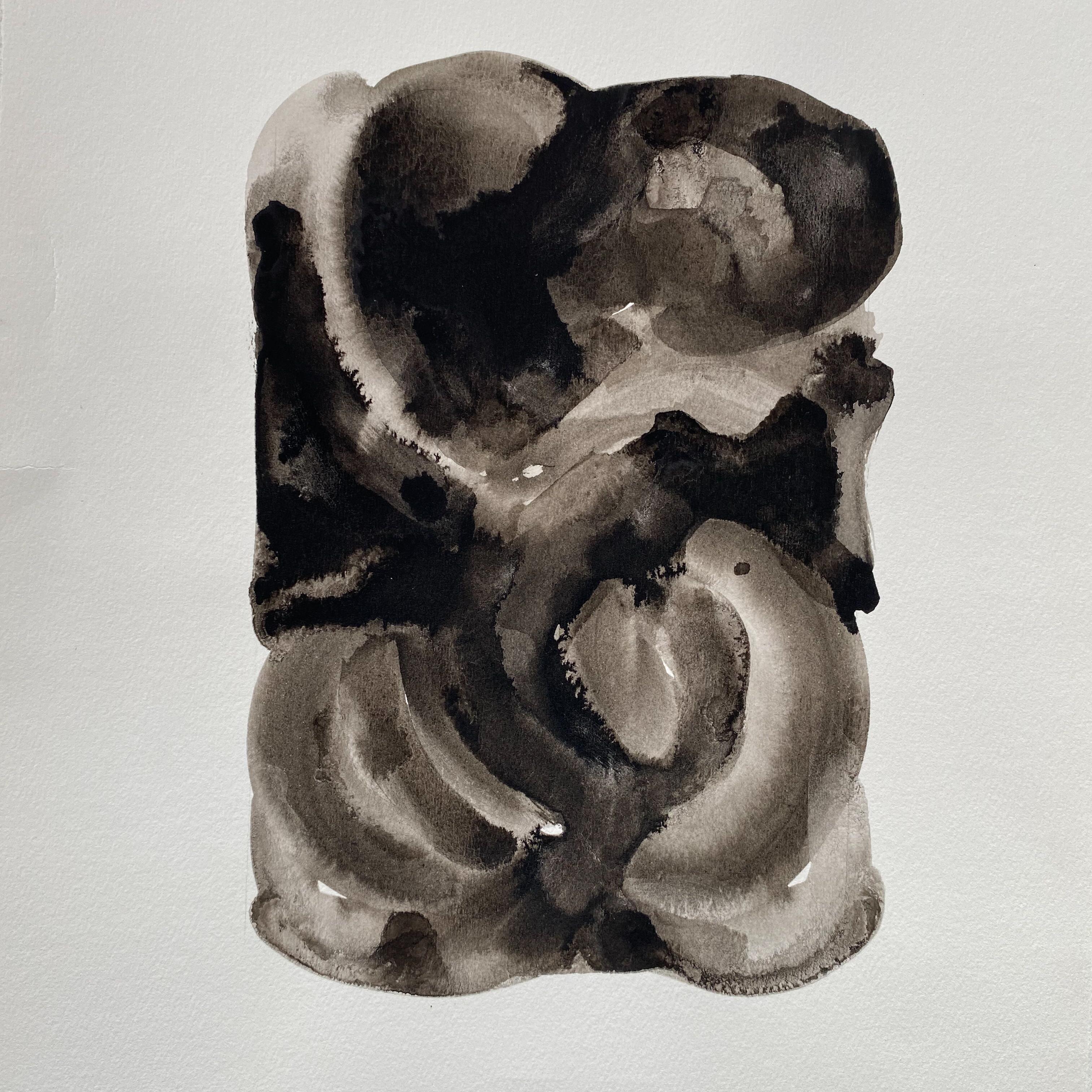 Abstract ink wash on heavy cotton paper titled 
