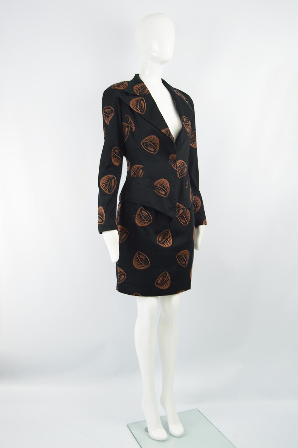 Bill Kaiserman 1980s Shoulder Padded Embroidered Skirt Suit 1