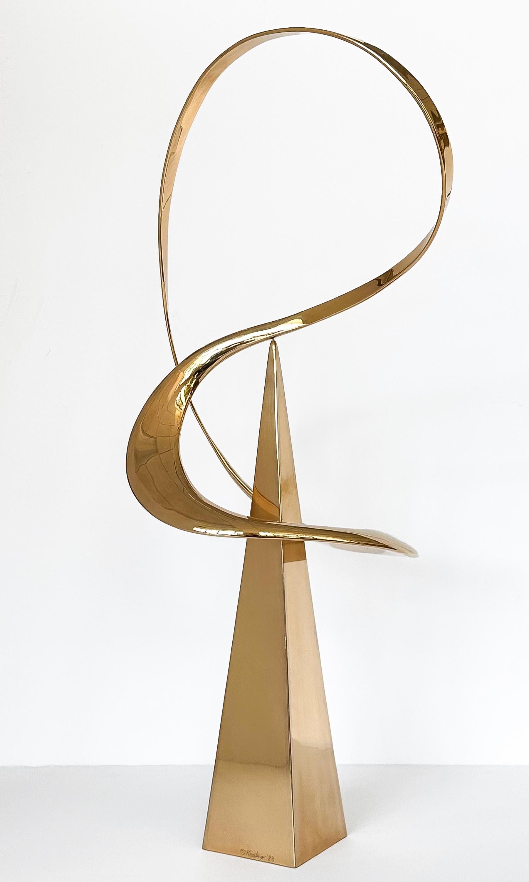 Modern Bill Keating Large Bronze Kinetic Abstract Sculpture
