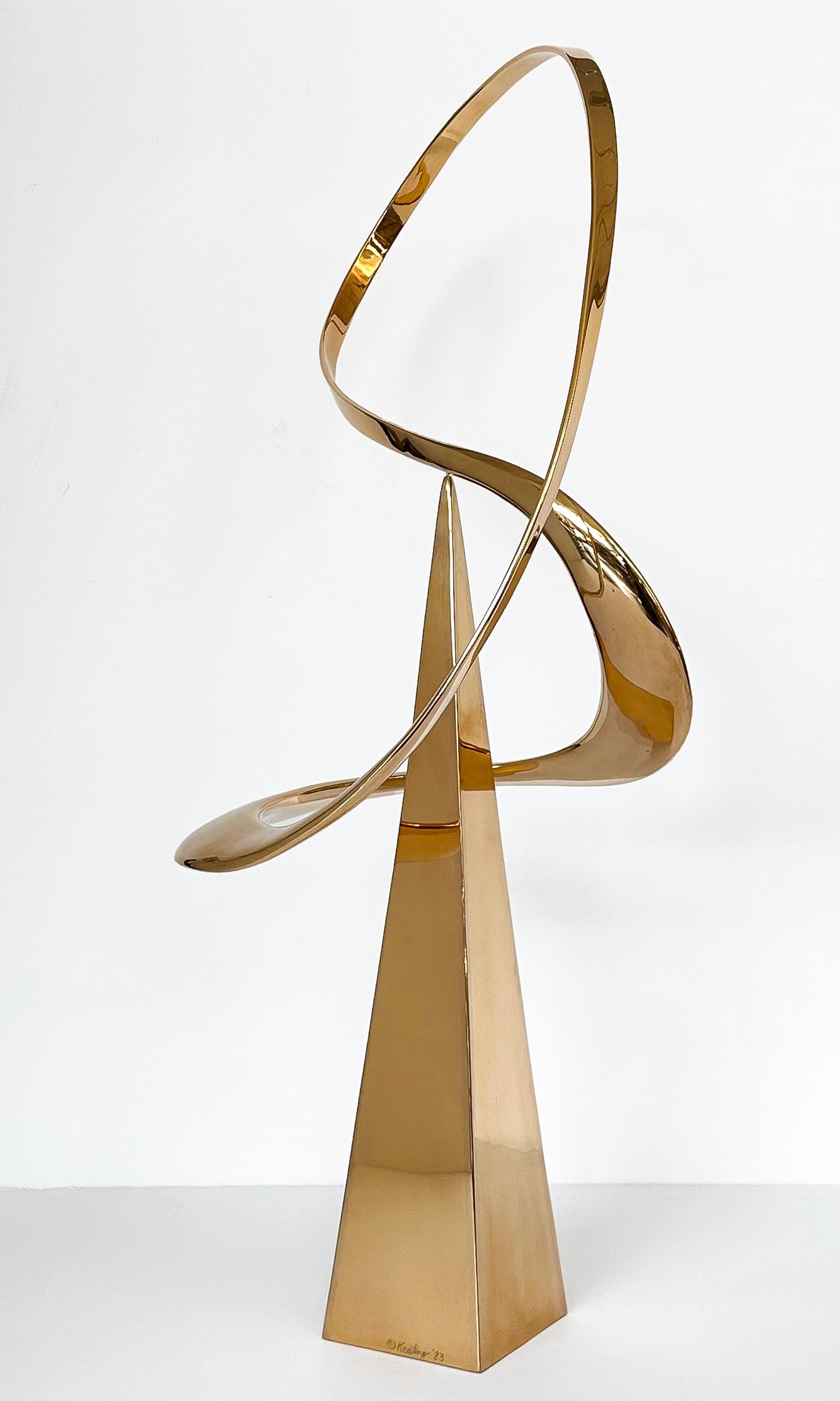 Polished Bill Keating Large Bronze Kinetic Abstract Sculpture