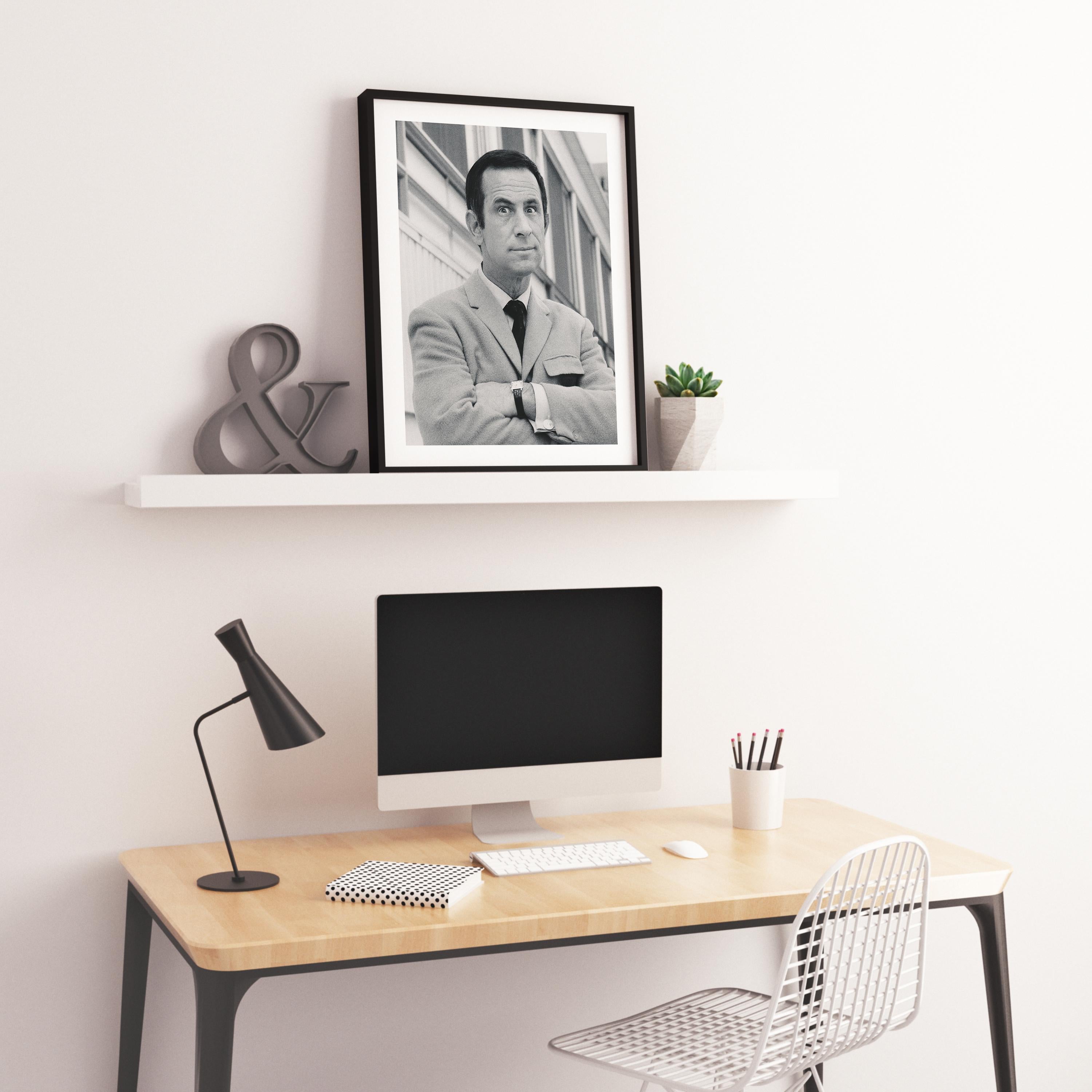 Don Adams: Agent 86 of Get Smart with Arms Crossed Fine Art Print - Gray Portrait Photograph by Bill Kobrin
