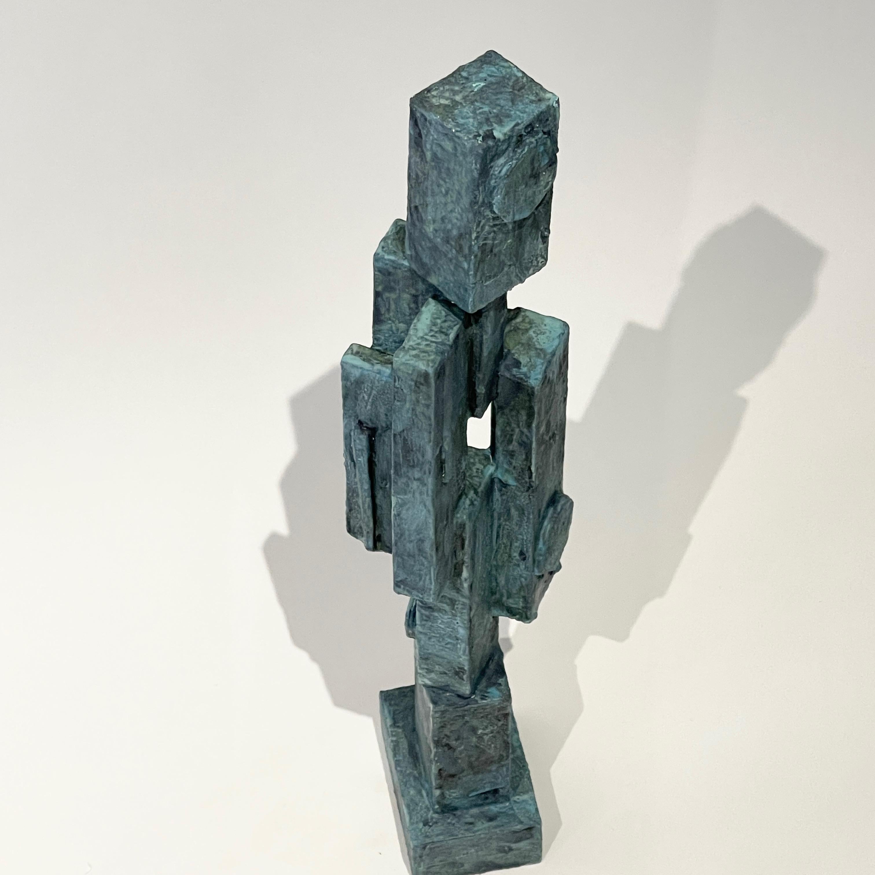 Tall Modernist Totem Sculpture by Bill Low with Weathered Bronze Finish 6