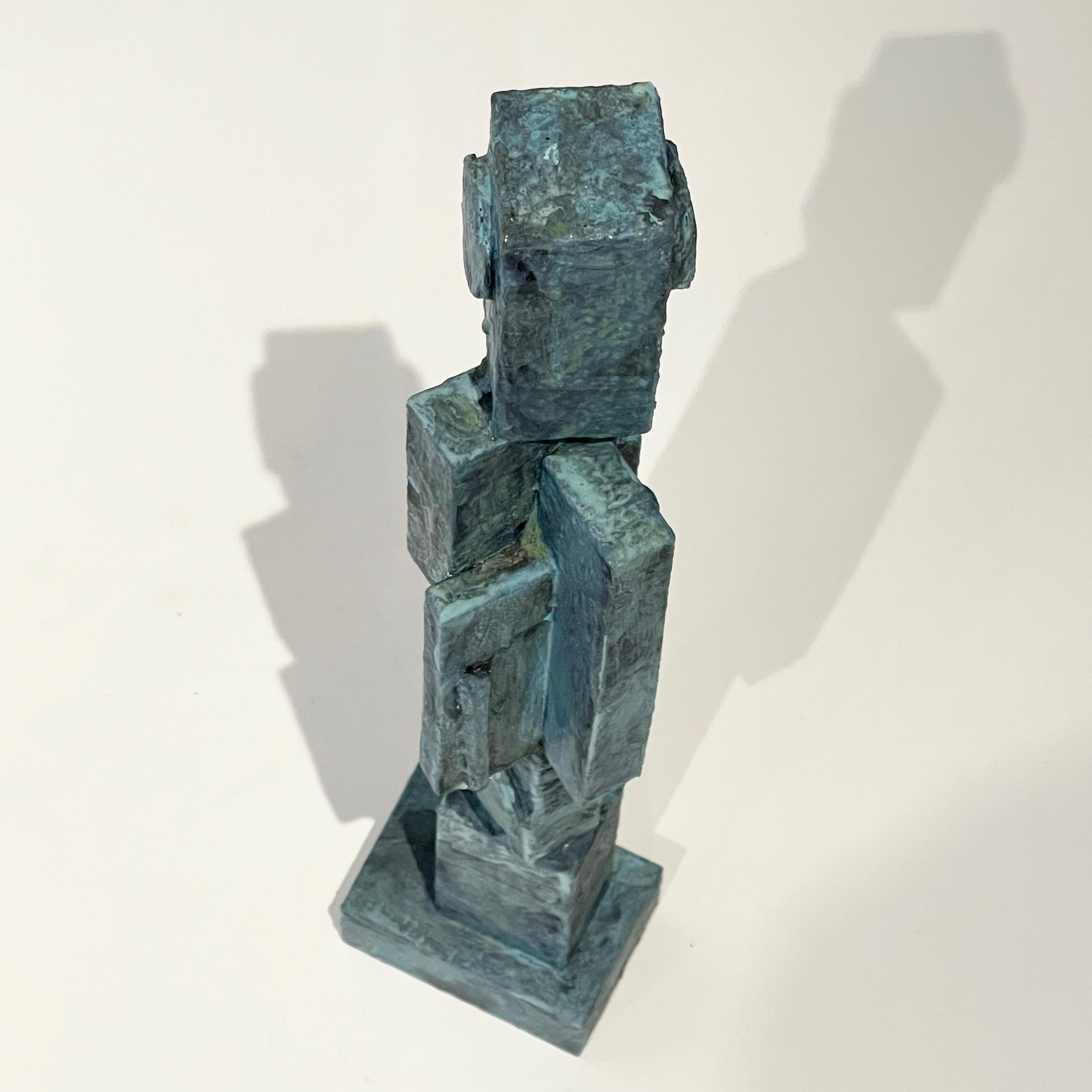 Tall Modernist Totem Sculpture by Bill Low with Weathered Bronze Finish 4