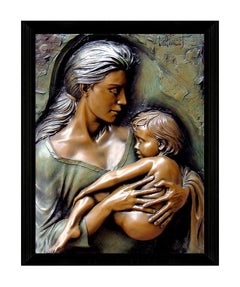 Bill Mack Devotion Bonded Bronze Relief Sculpture Mother Child Signed Large Art