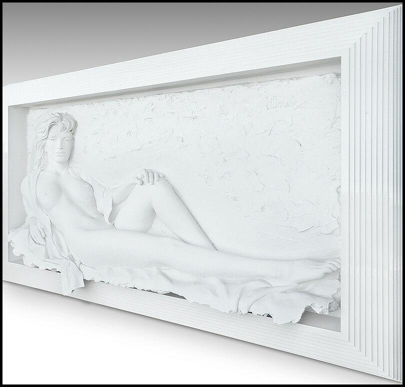 Bill Mack Large Bonded Sand Relief Sculpture Fascination Nude Female Framed Art For Sale 2