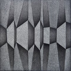 Large Black and White Geometric Abstract Contemporary Painting Museum Detailed