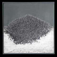 Small Contemporary Black and White Texture Oil Painting