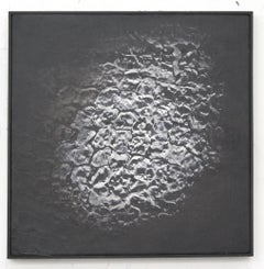 Petite peinture à l'huile contemporaine à la texture noire et blanche