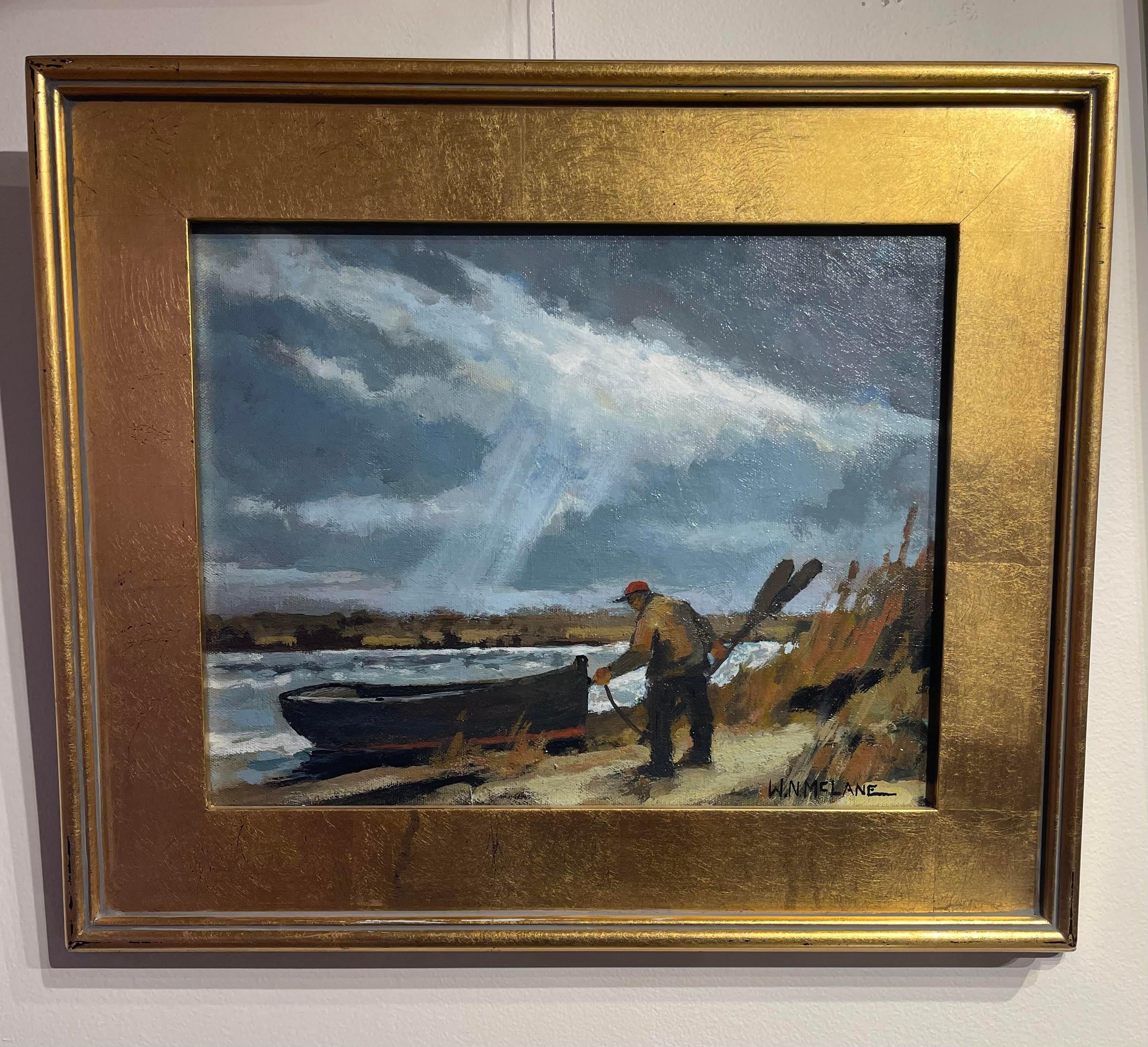 Old Man and His Boat - Painting by Bill McLane