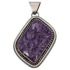 Bill Mex Dineh' Large Sterling Silver Charoite Pendant  #20985