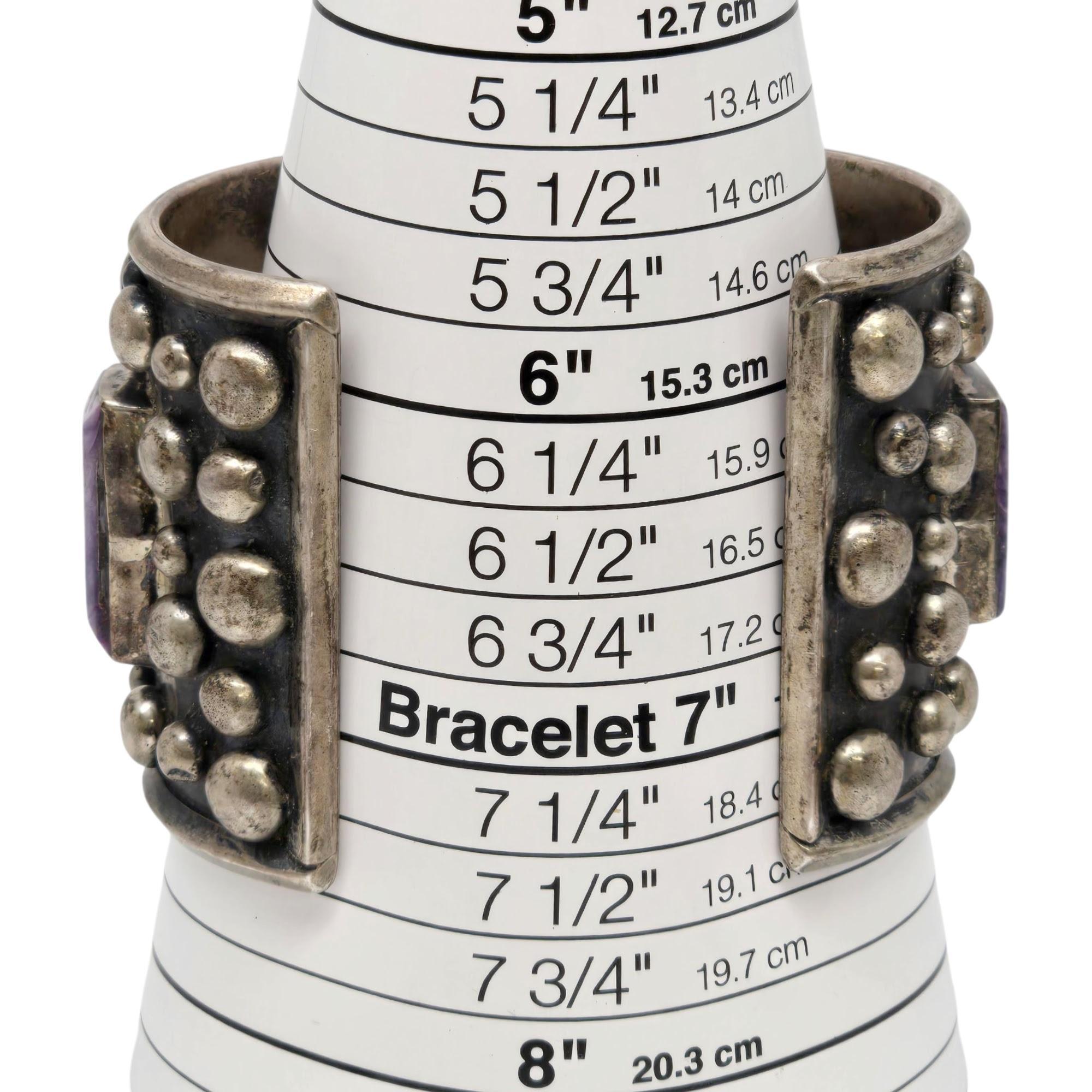 Bill Mex Dineh' Large Sterling Silver Charoite Wide Cuff Bracelet #20983 For Sale 3