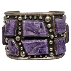 Bill Mex Dineh large manchette large en argent sterling et charoite #20983