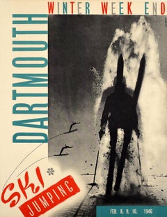 Affiche rétro originale de sports d'hiver, Dartmouth, Ski, Sports d'hiver, États-Unis
