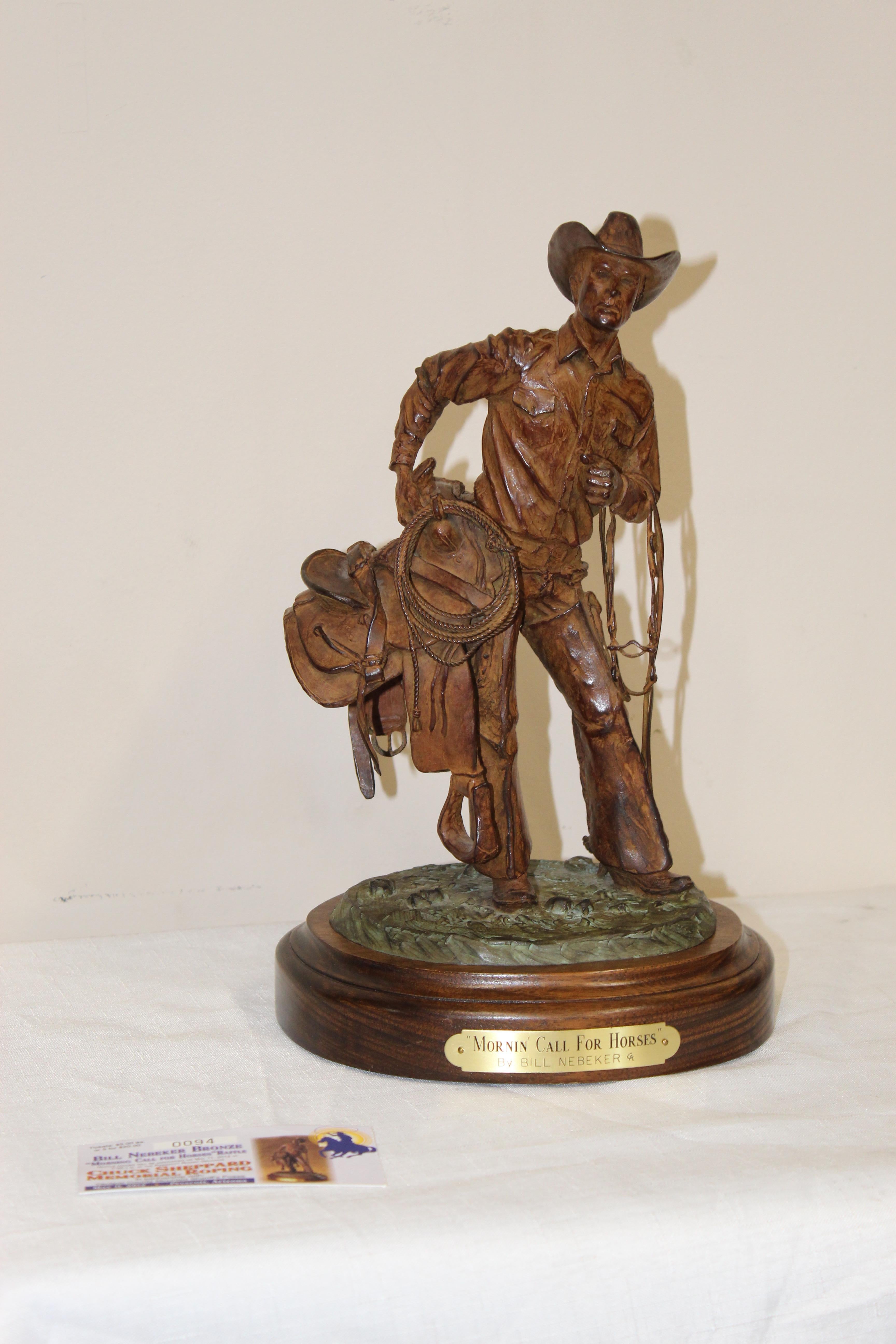 2004 Limited Numbered Statues by Bill Nebeker. This unit is number 27 out of 30 that were made, this sculpture is also on a rotating base.
American cowboy has always been an example of the independent, self-reliant, loner, but dependable man who