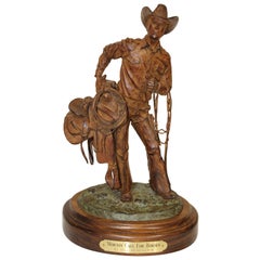 Used Bill Nebeker Bronze Statue "Mornin' Call for Horses"