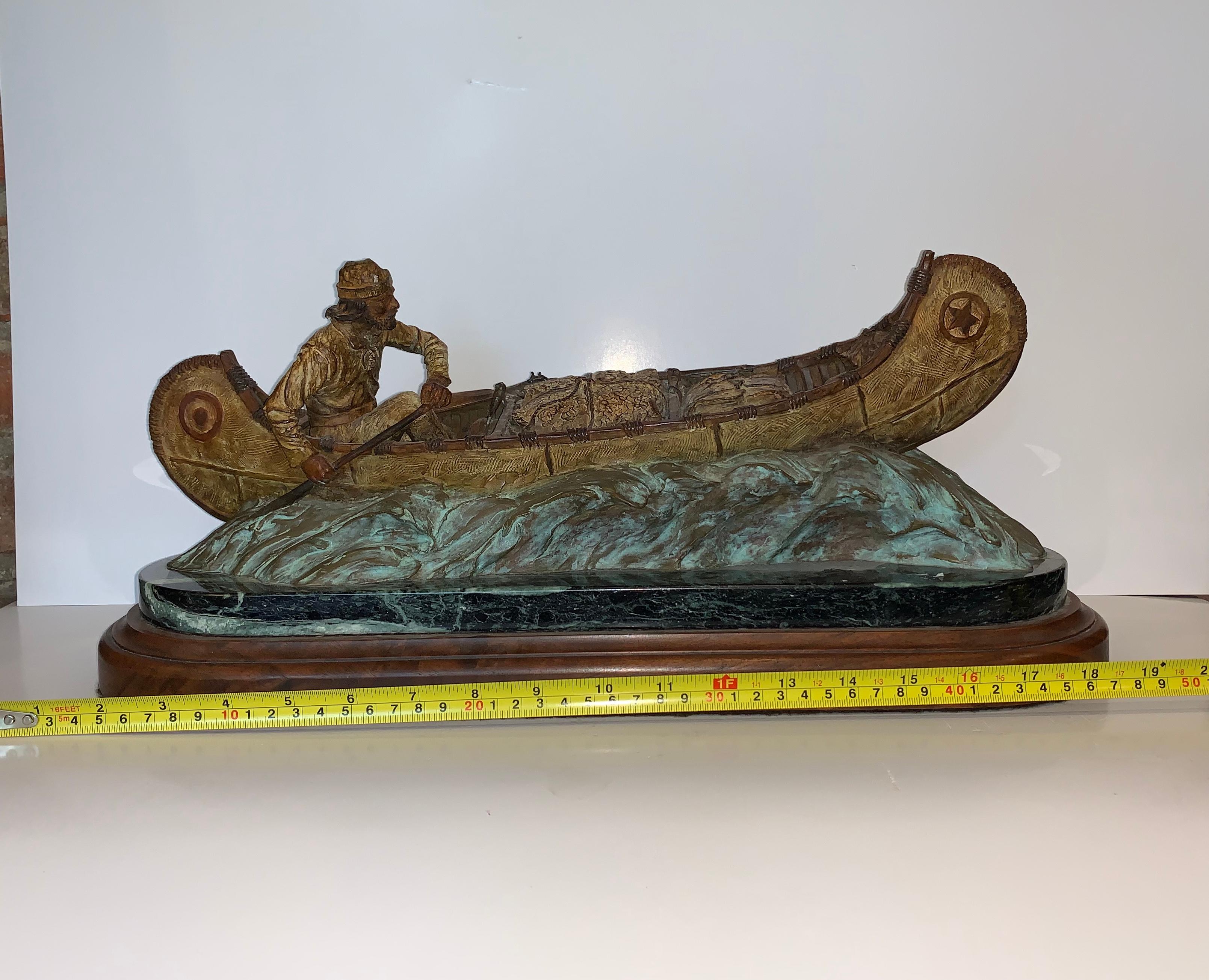 Bill Nebeker (Born 1942) is a prolific Artist from Idaho Living in Arizona.  The bronze up for sale is a gorgeous finely casted American Indian in a canoe.  If you have ever seen a cold painted bronze, this one for sure is a fine example!

