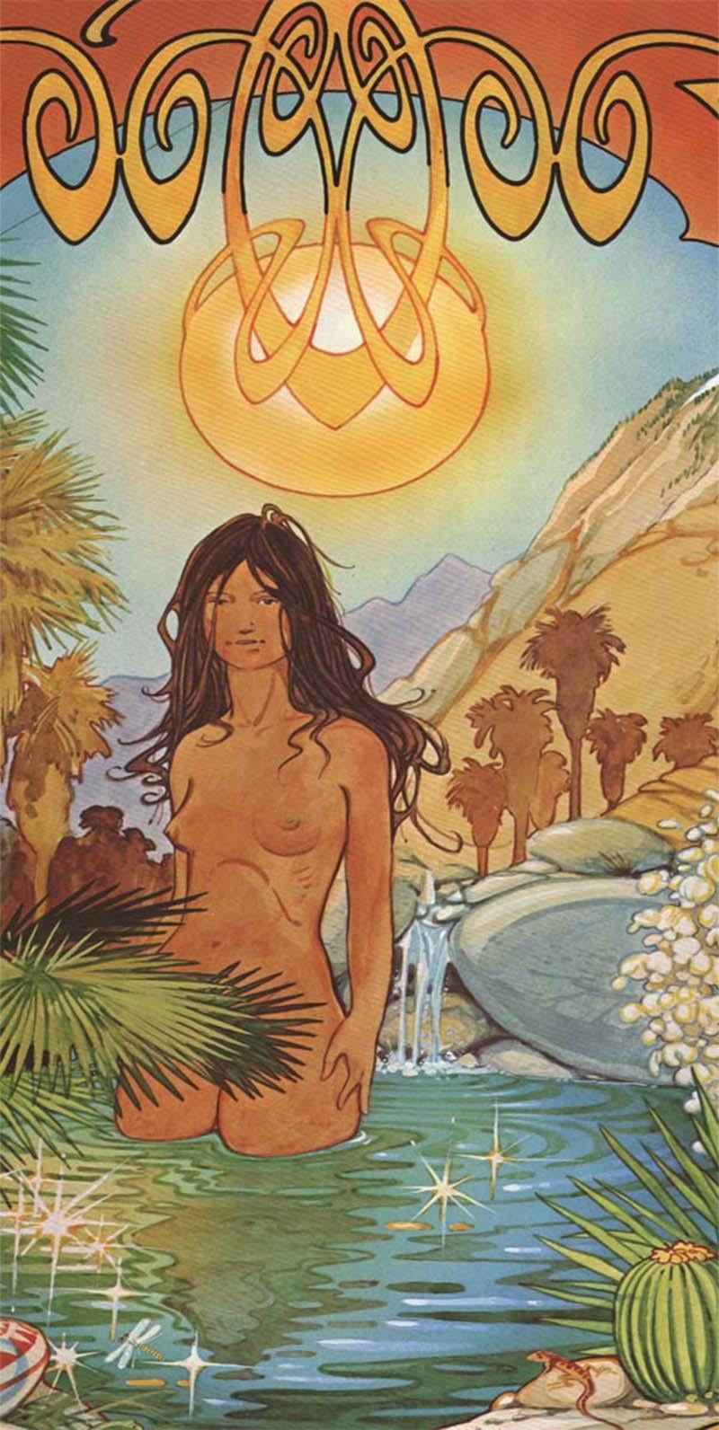 Poster vintage psichedelico originale dell'Oasi del Deserto di Palm Springs - Nude Print Marrone di Bill Ogden