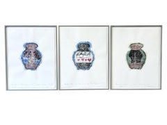 Bill Richards 20-21ème C. Triptyque de monotypes post-modernes américains en techniques mixtes