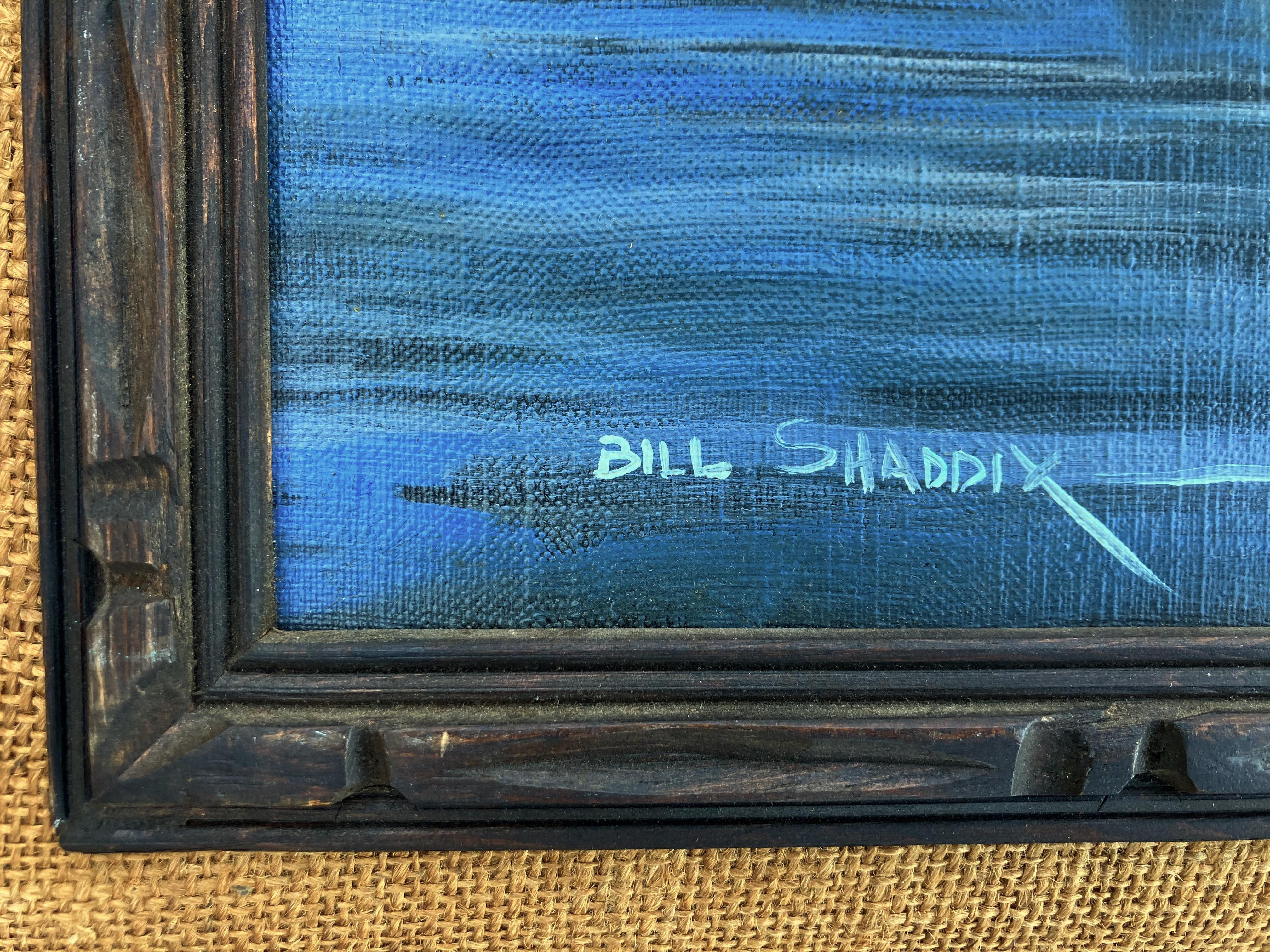 Artiste : Bill Shaddix - Américain (1931- )
Titre : Ombres profondes
Année : circa 1980
Médium : Huile sur toile
Taille : 15,5 x 19,5 pouces. 
Taille du cadre : 27 x 31 pouces
Signature : Signé en bas à gauche
Condit : Très bon

Ce paysage d'hiver