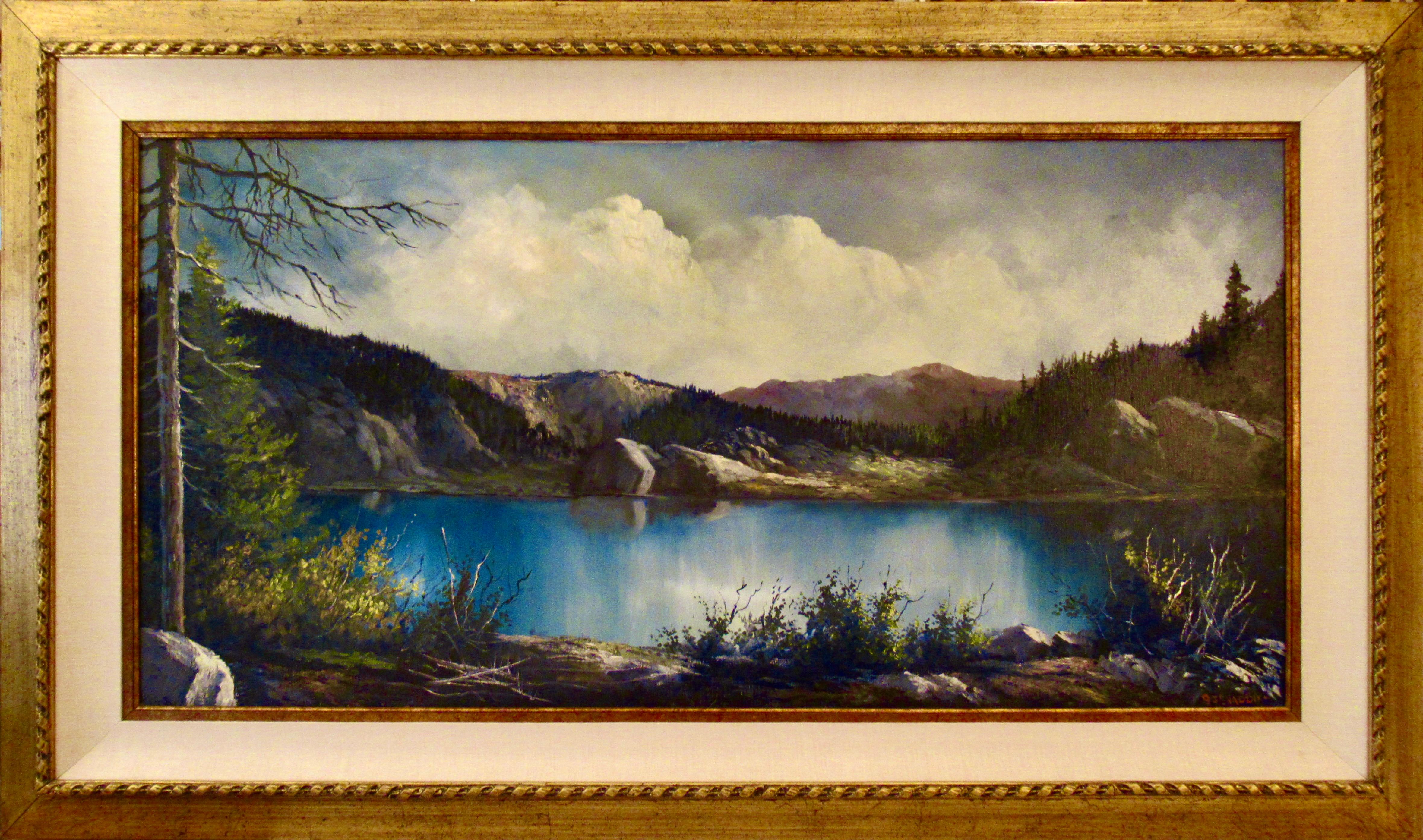 Bill Shaddix Figurative Painting - "Summer Stillness, Lake Tahoe" Large oil painting on canvas
