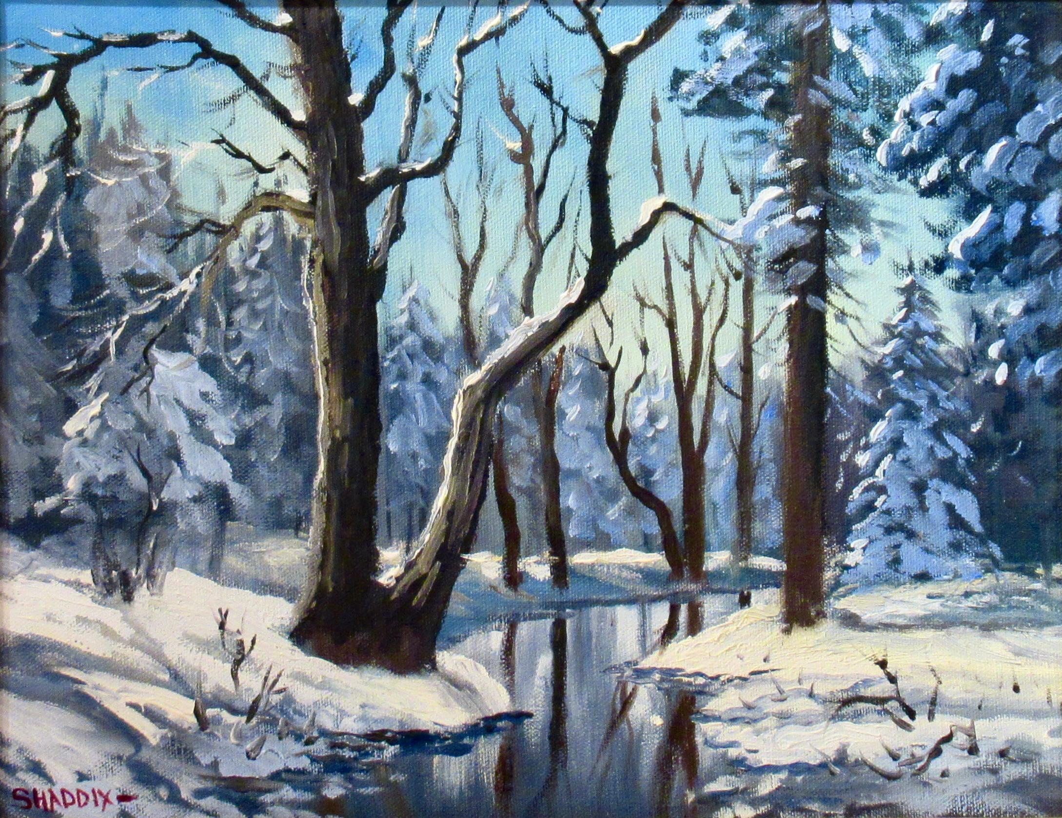 Winter Landcape - Painting by Bill Shaddix