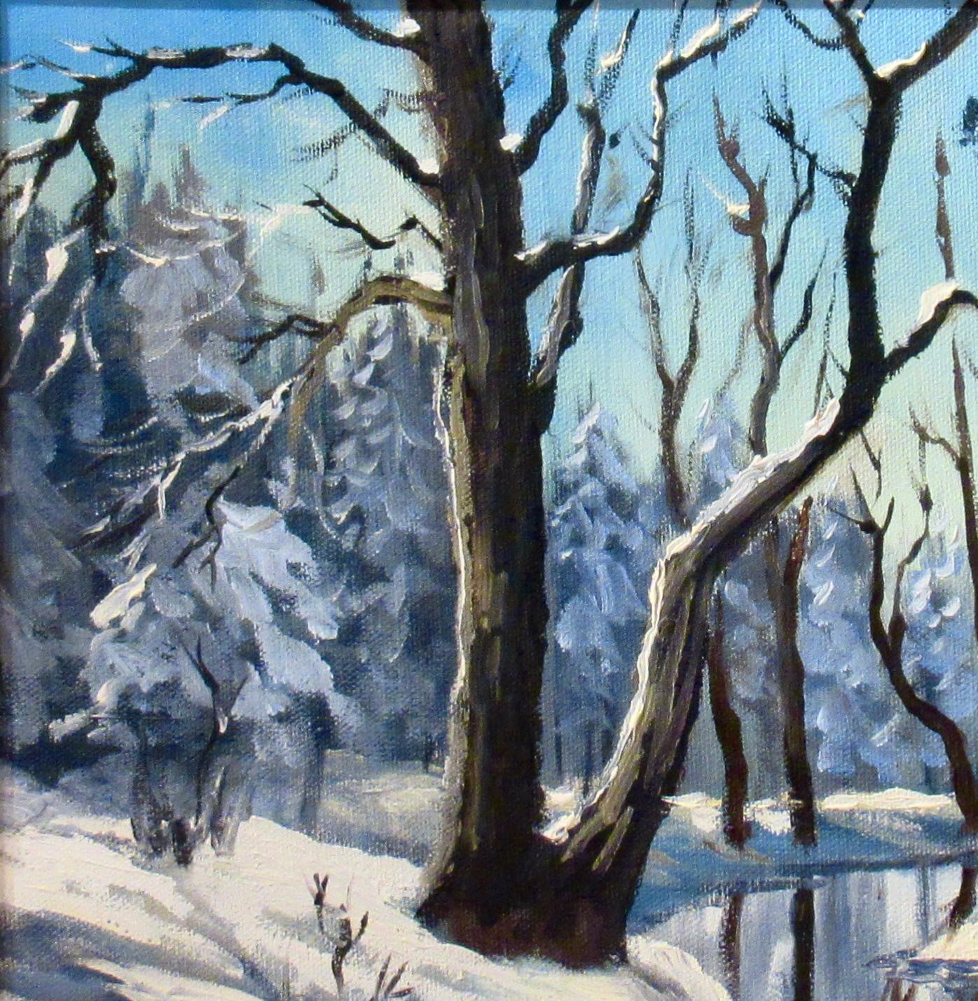 Paesaggio invernale - Painting Impressionismo americano di Bill Shaddix