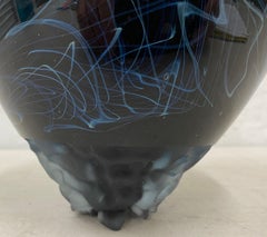 Bill Slade "Modern Blue Swirl" Art Glass Sculpture, circa 1990