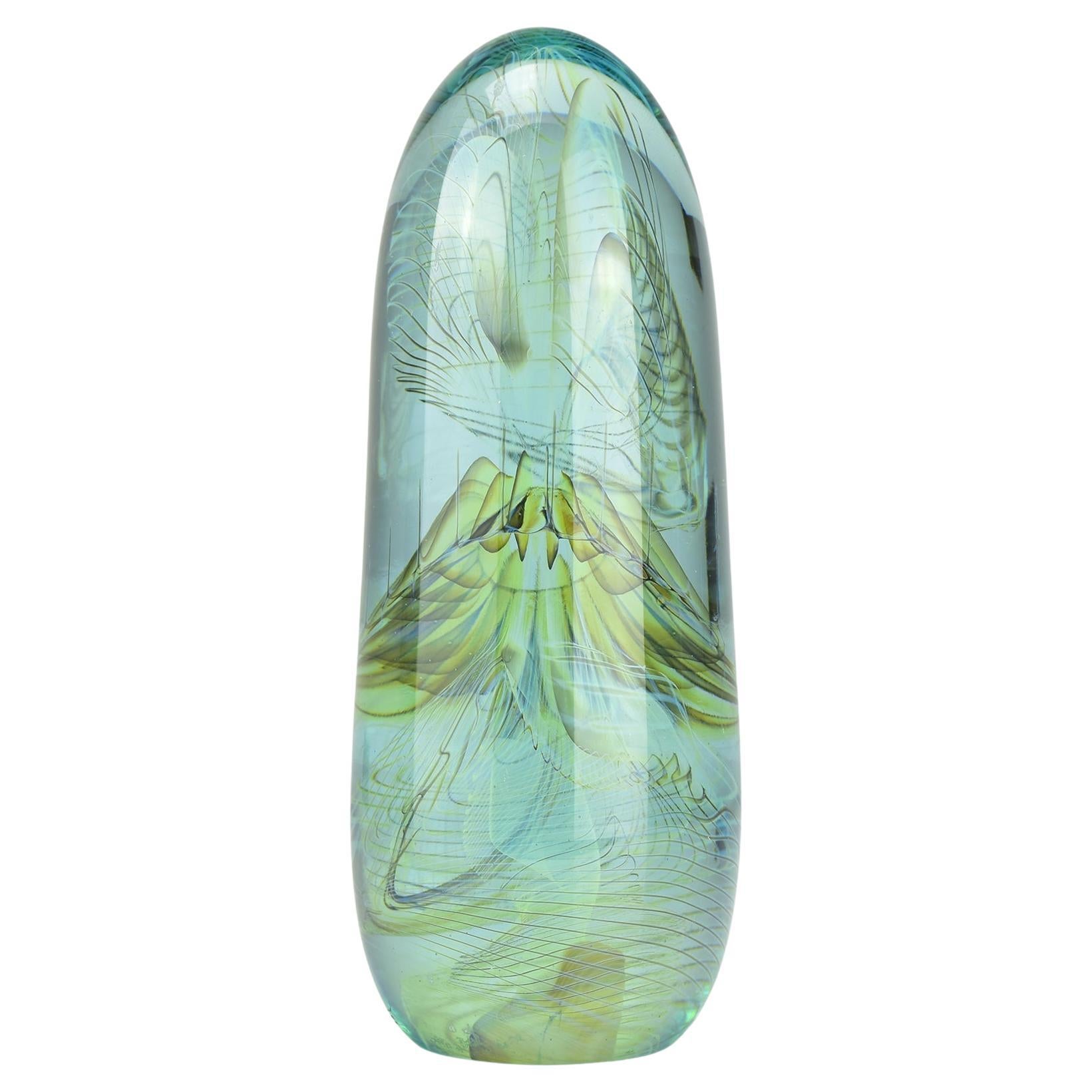 Bill Slade Studio Glass Paperweight, Bullet Series, Signed Art Glass Object