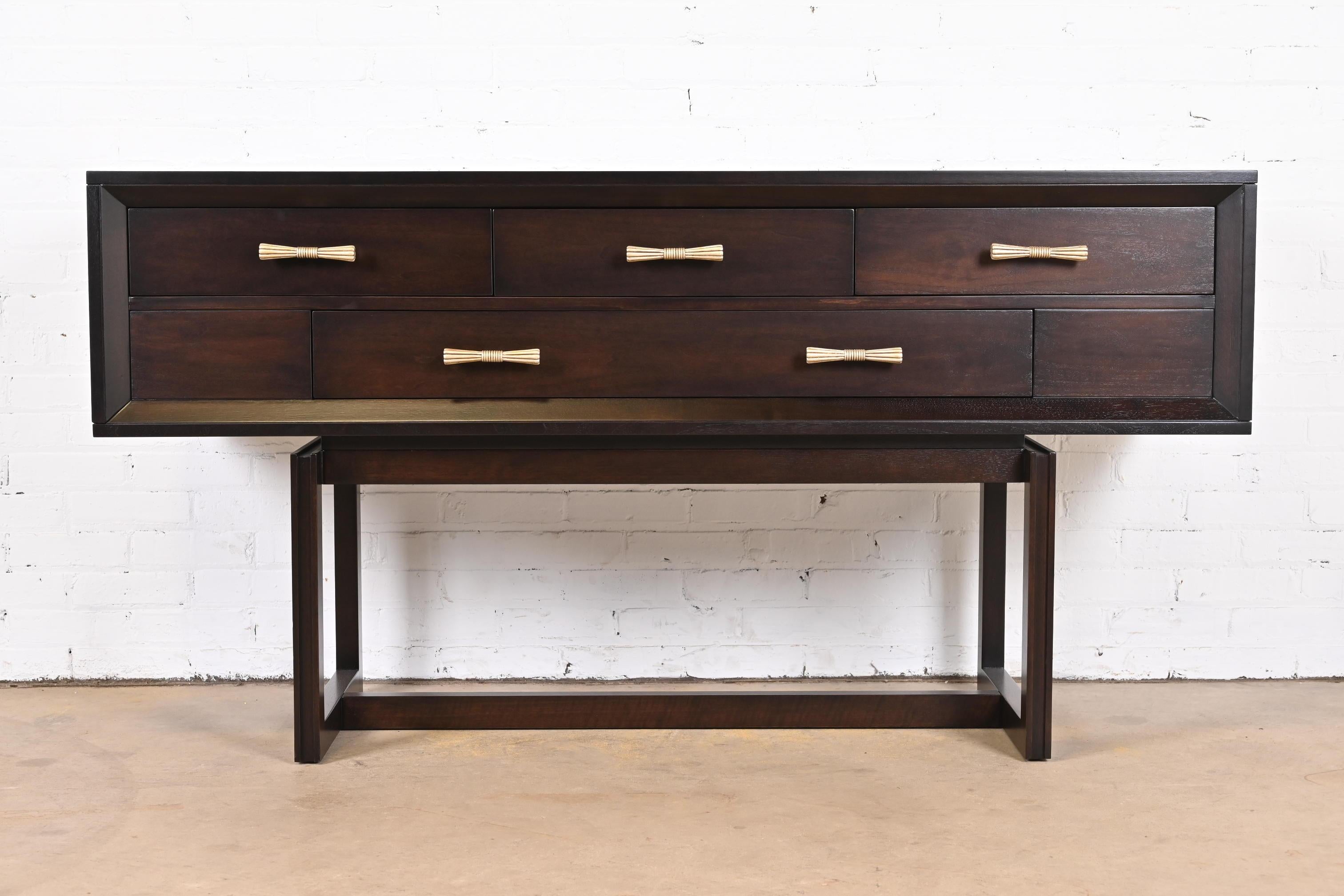 Bill Sofield for Baker Furniture Modern Mahogany Sideboard Credenza, Refinished In Good Condition In South Bend, IN