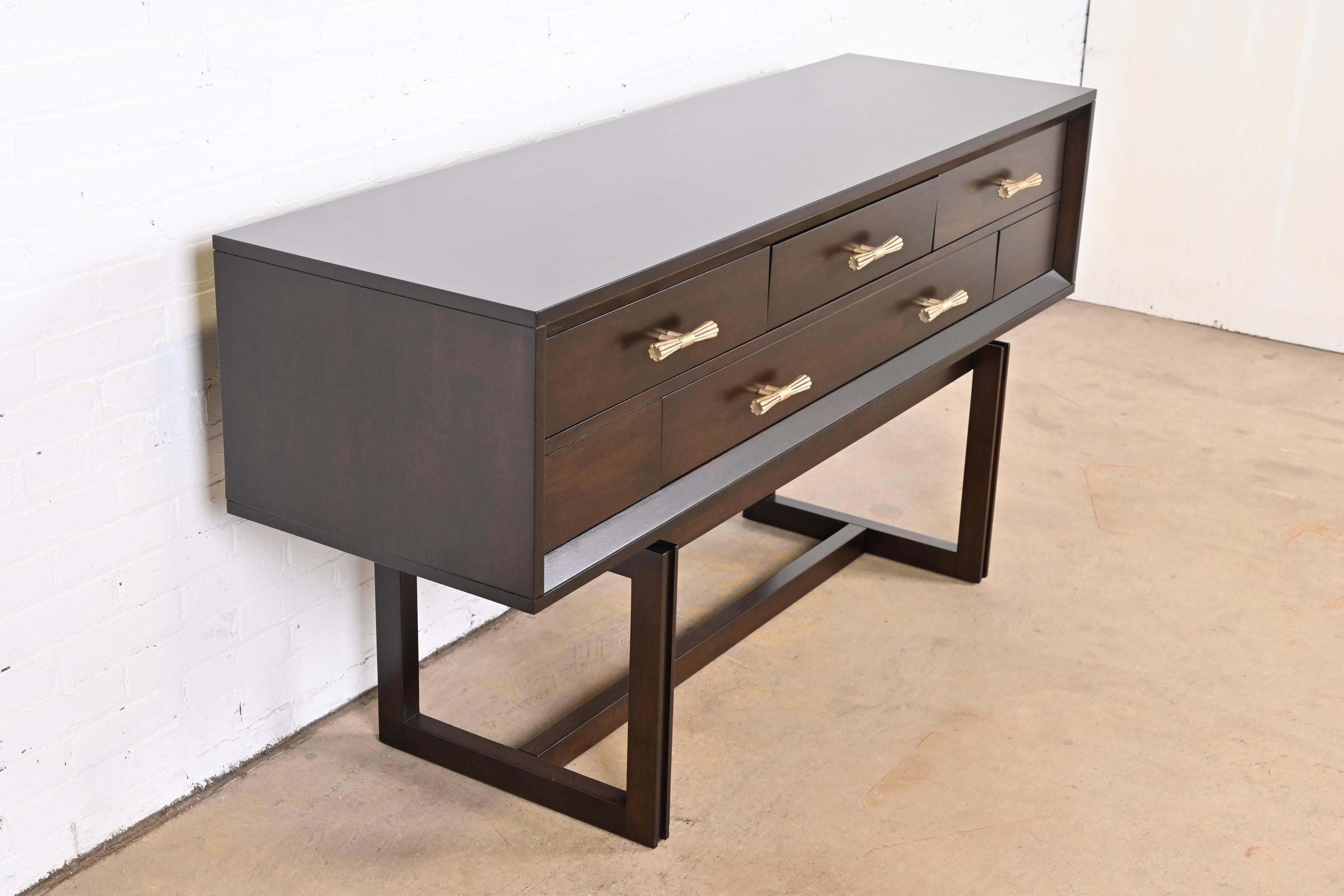 Brass Bill Sofield for Baker Furniture Modern Mahogany Sideboard Credenza, Refinished