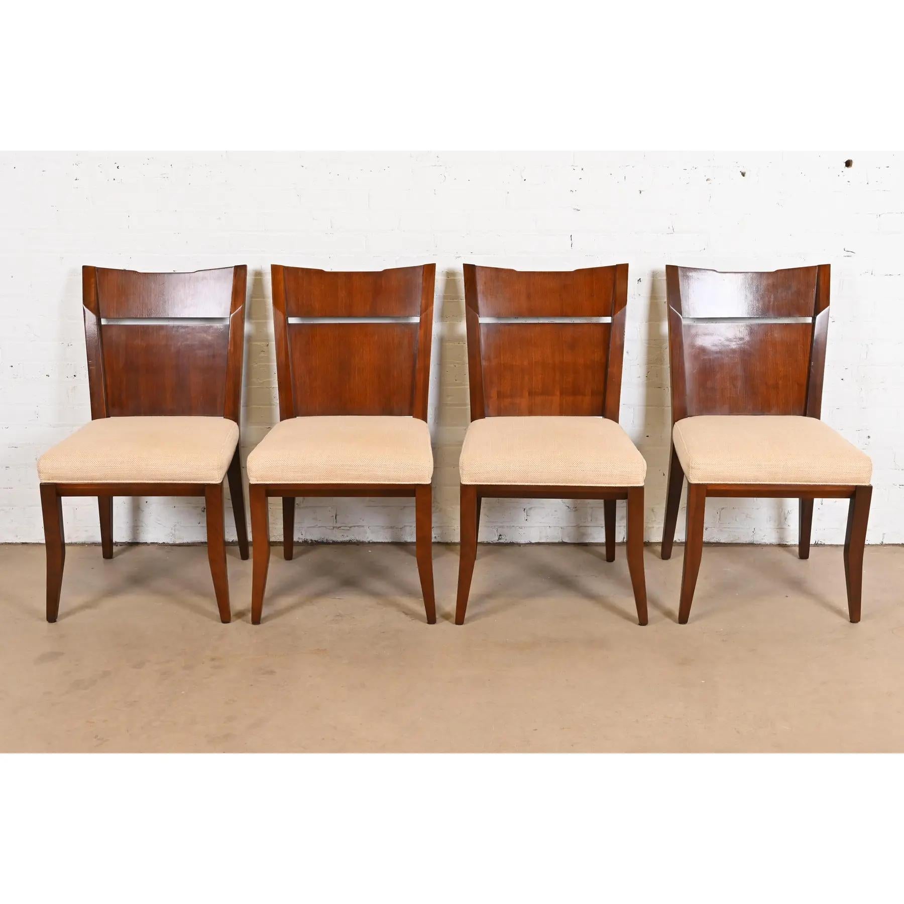 American Bill Sofield for Baker Furniture Modern Walnut Dining Chairs, Set of Four