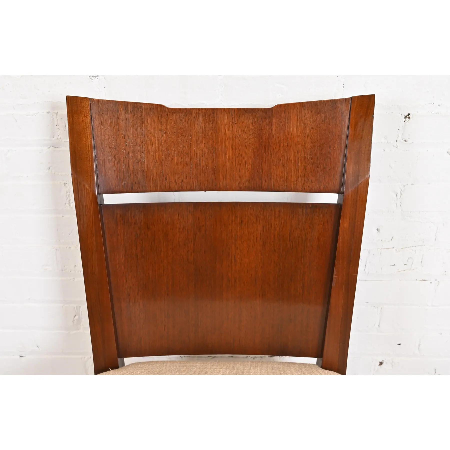Upholstery Bill Sofield for Baker Furniture Modern Walnut Dining Chairs, Set of Four