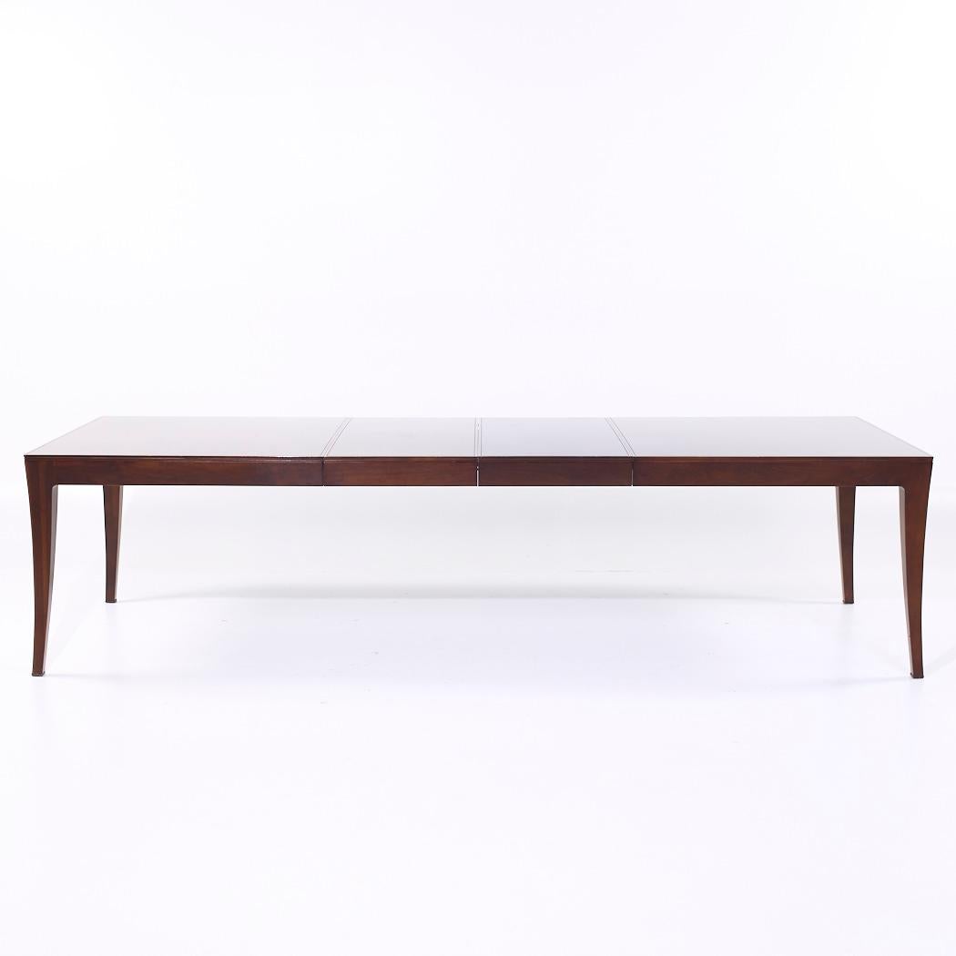 Bill Sofield for Baker Furniture Modern Walnut Expanding Dining Table with 2 Leaves

This table measures: 78.25 wide x 44.25 deep x 29.5 inches high, with a chair clearance of 25.5 inches, each leaf measures 20 inches wide, making a maximum table