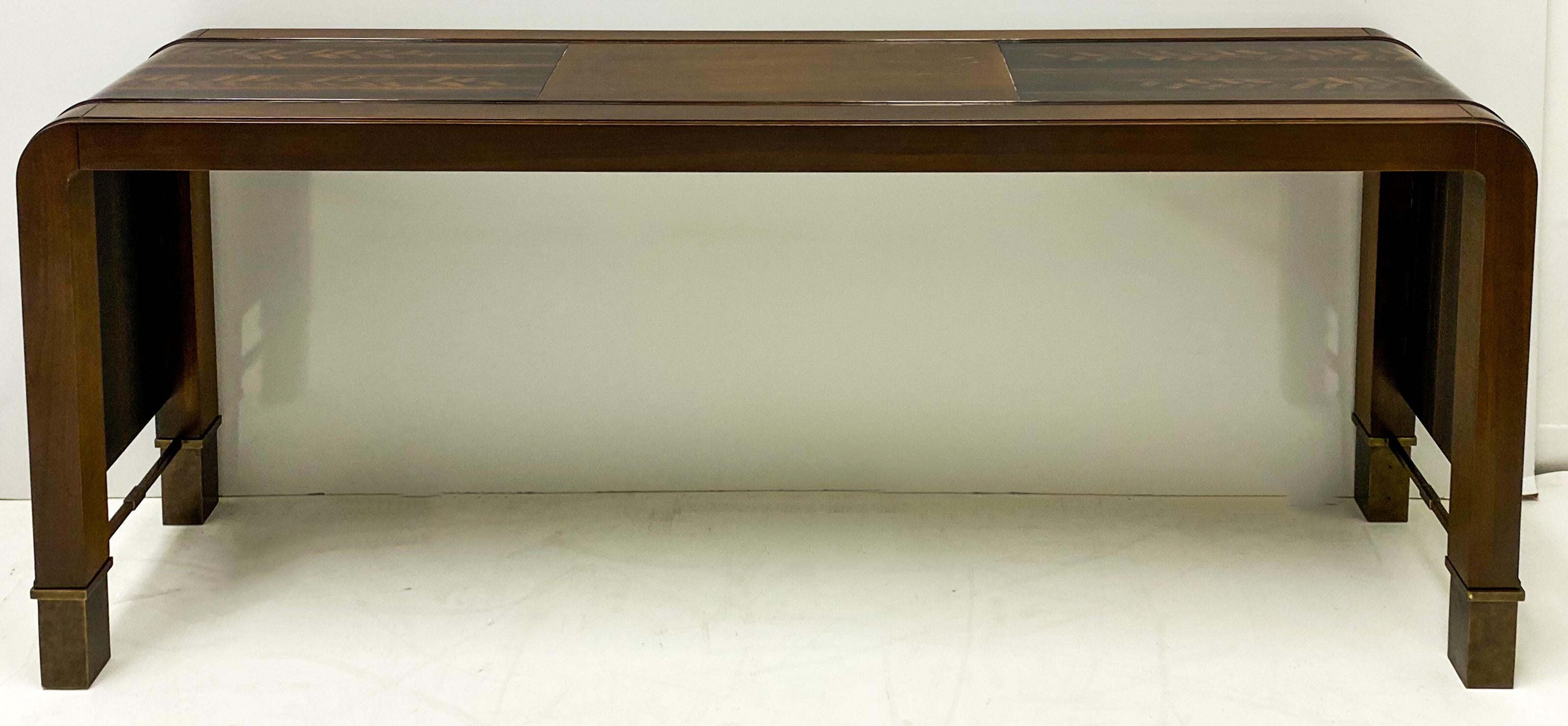 American Bill Sofield for Baker Furniture Modern Waterfall Style Inlaid Console Table