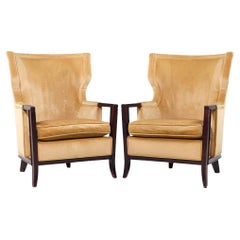 Bill Sofield for Baker Manor Walnut Wing Lounge Chairs - Pair