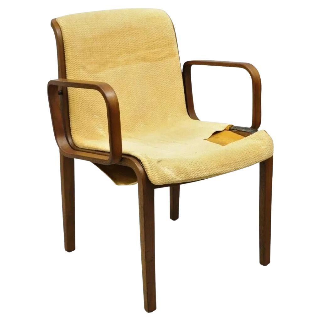 Bill Stephens for Knoll Mid Century Modern Bentwood Upholstered Dining Arm Chair