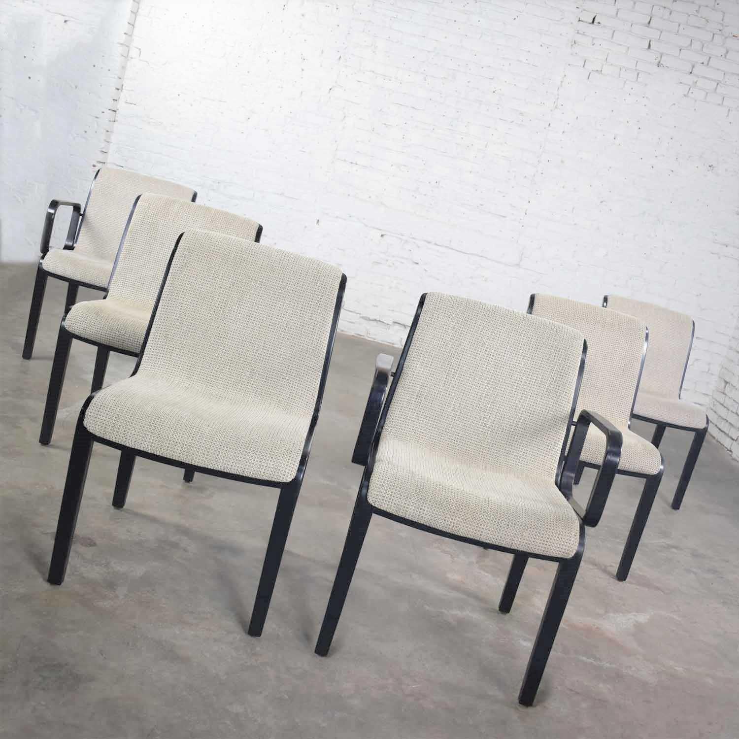 American Bill Stephens Knoll 1300 Series Black Dining Chairs Mid-Century Modern Set of 6