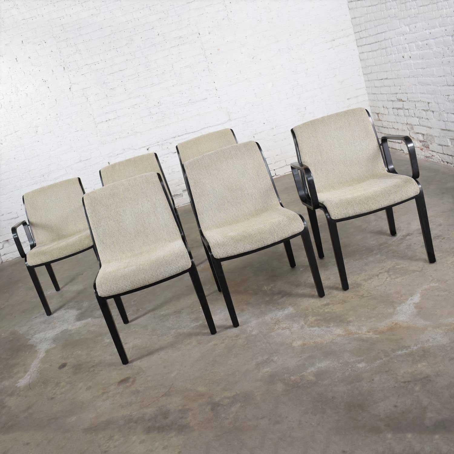 Painted Bill Stephens Knoll 1300 Series Black Dining Chairs Mid-Century Modern Set of 6