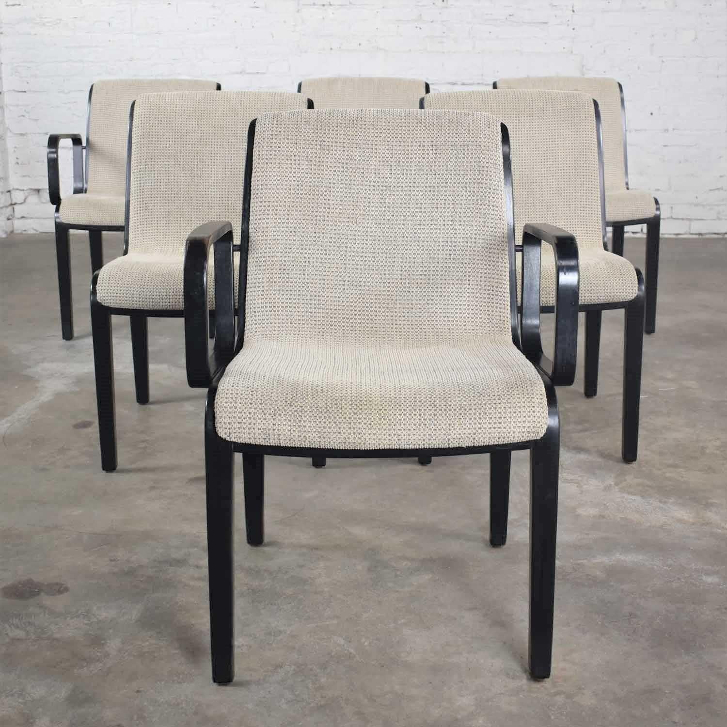 Bill Stephens Knoll 1300 Series Black Dining Chairs Mid-Century Modern Set of 6 In Good Condition In Topeka, KS