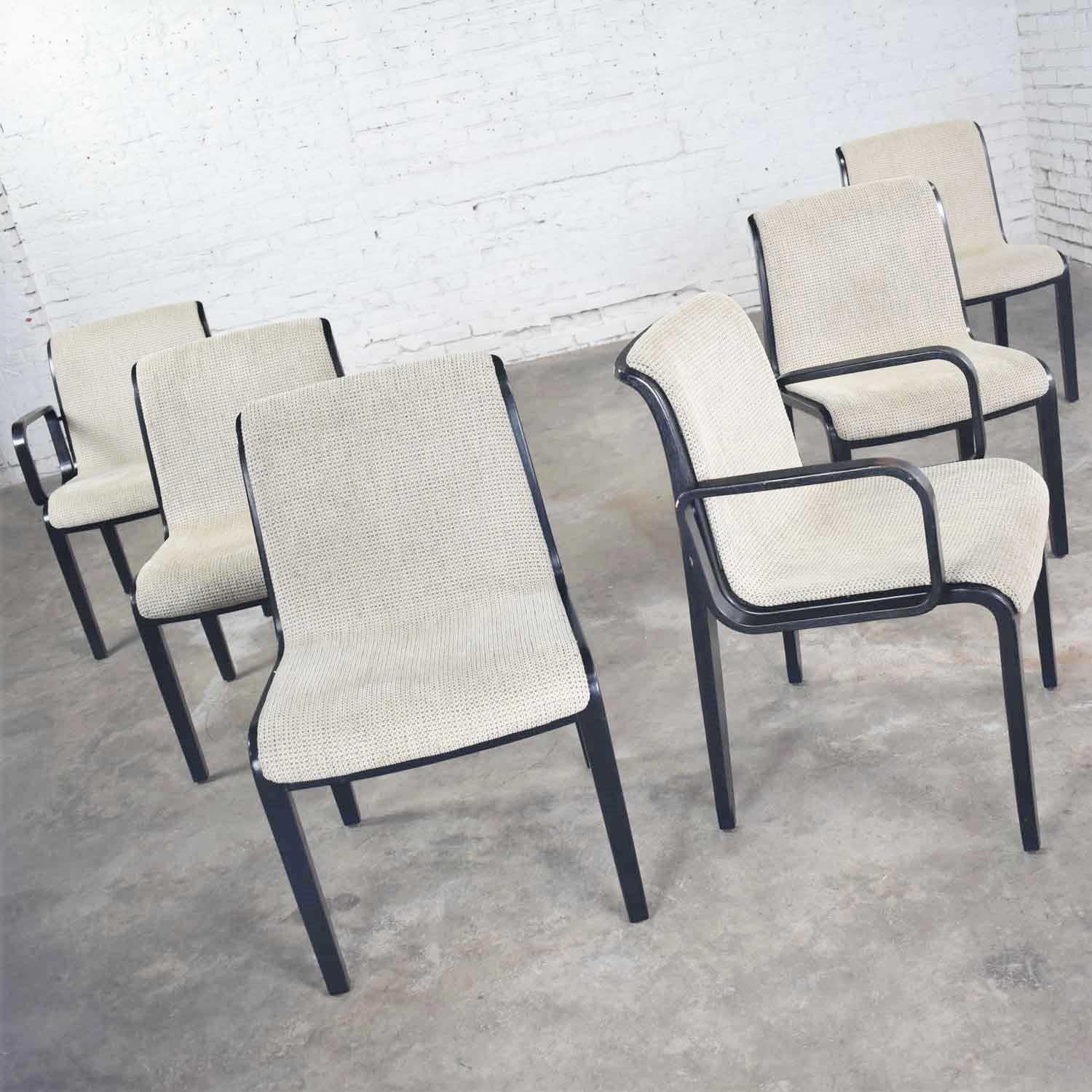 20th Century Bill Stephens Knoll 1300 Series Black Dining Chairs Mid-Century Modern Set of 6