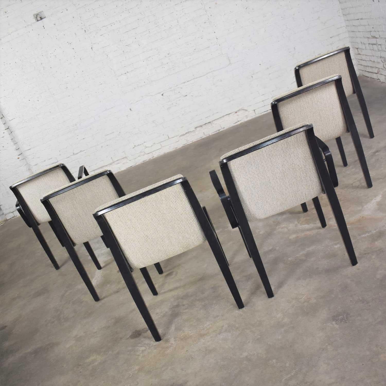 Bill Stephens Knoll 1300 Series Black Dining Chairs Mid-Century Modern Set of 6 1