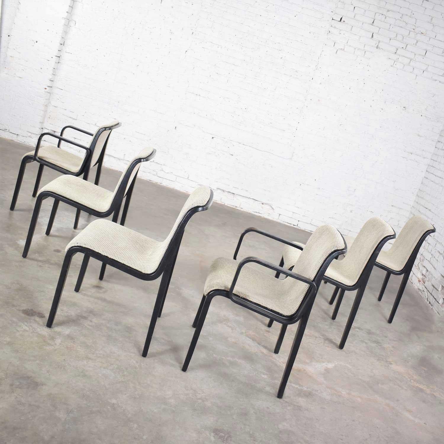 Bill Stephens Knoll 1300 Series Black Dining Chairs Mid-Century Modern Set of 6 2