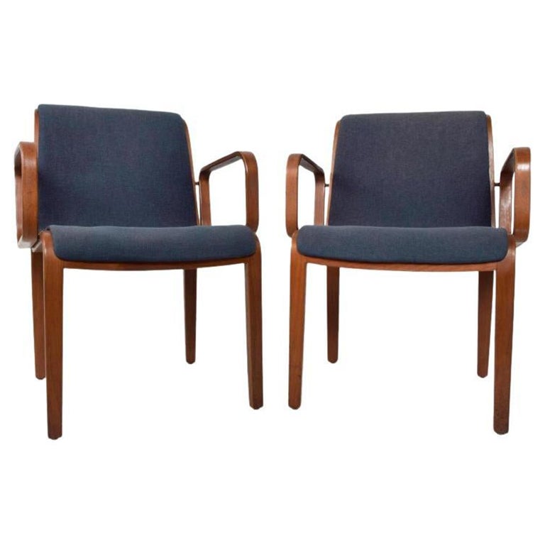 Bill Stephens Knoll New York Sculptural Bentwood Side Armchairs Modern Pair 1970